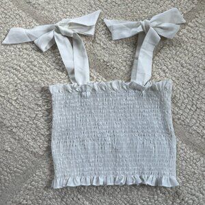 Cropped white tank with bow tie straps